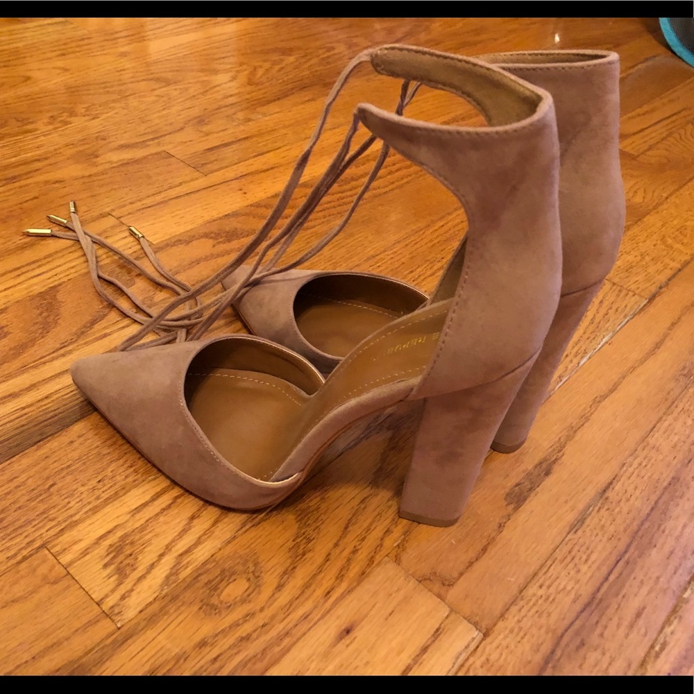 Lulus brown high ankle strap heels